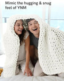 YnM Chunky Throw Blanket, Medium-Weight, Hand Knitted with Chenielle Yarn, Skin Friendly, Ventilated and Breathable, Machine Washable, Home Décor Piece for Couch, Sofa and Bed (White, 80x87 Inch) by CozyNest Decor