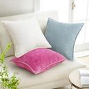 decorUhome Chenille Soft Throw Pillow Covers 20x20 Set of 2, Farmhouse Velvet Neutral Decorative Euro Pillow Covers with Stitched Edge for Couch Sofa Bed Home Decor, Hot Pink by CozyNest Decor