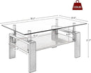 Glass Coffee Table Rectangle Living Room Center Table, with Gray Tempered Glass Tabletop and Brown MDF Layer,for Living Room and Office, Gray+Brown by CozyNest Decor
