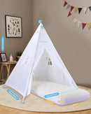 Teepee Tent for Kids with Inflatable Airbed, String Lights, Balloons, Pump, Washable Slumber Party Tent Indoor Outdoor for Girls Boys, Children Tipi Playhouse for Playtime and Sleepover by TinyTreasures Baby Boutique