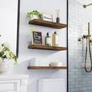 BAYKA Bathroom Floating Shelves for Wall – Bathroom Shelf Over Toilet Farmhouse Rustic Wood for Bedroom, Kitchen, or Living Room Decor – Rustic Brown, Set of 3, Sturdy Storage with 22lb Capacity by CozyNest Decor