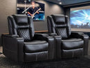 CANMOV Electric Power Recliner Chair Set of 2, Breathable Leather Home Theater Seating with Hidden Arm Storage, Power Recliner Chair for Living Room with USB Ports and Cup Holders,Black by CozyNest Decor