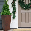 Worth Garden 12" Dia x 28" H Large Metal Planter Set of 2, Matte Bronze Retro Finish Tall Square Tapered Steel Plant Pots, Decor Flower Pots Indoor & Outdoor, Drainage Hole & Dual-Purpose Plant Saucer by CozyNest Decor