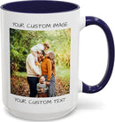 Personalized Coffee Mug – Custom Photo, Text, or Logo Ceramic Mug Tea Cup | Taza Personalizada with Picture or Message | Customized Gift Idea for Men & Women, Mom, Dad, Friends - White/Blue | 15oz by TinyTreasures Baby Boutique