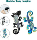 HONGLAND Metal Gecko Wall Art 2Pcs Outdoor Wall Decor Lizard Metal Hanging Wall Decoration Glass Sculpture for Garden Yard Patio Fence Home (Blue) by GreenHaven Gardens