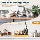 Bamboo Pot Lid Organizer, Adjustable Kitchen Organizer for Cabinet, Expandable Pot and Pan Storage Rack, Kitchen Organization for Lids, Bakeware, and Cutting Boards by CozyNest Decor