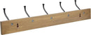 Amazon Basics Rectangular Farmhouse Wall-Mounted Coat Rack with Storage Hooks, 5 Hooks, Barnwood by CozyNest Decor