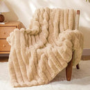 BEDELITE Faux Fur Throw Blanket for Couch, Soft and Cozy Luxurious 3D Striped Fluffy Blanket, 770GSM Thick Warm Plush Fuzzy Faux Rabbit Fur Blanket for Women Gift (Brown, 50"x 60") by CozyNest Decor