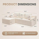 Hobestluk 96” Modular Sectional Sofa Couches L-Shape Couch 3 Seat Modular Sofa Memory Foam Sectional Couches for Living Room, Cloud Couch with Oversized Chaise (White, Stripe (Left Facing Chaise)) by CozyNest Decor