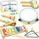 MINIARTIS Baby Musical Instruments Set - Montessori Musical Toys for Toddlers 1-3 | Modern Boho Kids Xylophone with Songbook | Neutral Colors Wooden Percussion Instruments | Preschool Educational 3+ by TinyTreasures Baby Boutique