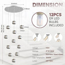 Flush Mount Chandelier,Crystal Pendant Light with 12 G9 LED Bulbs,Chandelier Hanging Flush Mount Lighting Fixtures for Spiral Staircase,Foyer,Entryway,Living Room(12 Lights,3000K) by CozyNest Decor