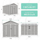 UDPATIO Outdoor Storage Shed 7.5x10.7 FT, Grey & White Resin & Steel Shed with Lockable Door for Backyard, Patio, Lawn by GreenHaven Gardens