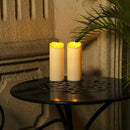 Homemory 3"x8" Outdoor Waterproof Flameless Candles, LED Candles, Battery Operated Candles with Remote and Timers, Electric Fake Plastic Pillar Candles, Dark Ivory, Set of 2 by CozyNest Decor