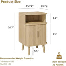 Alohappy Fluted End Table Set of 2, Mid Century Modern Nightstands with Sliding Tambour Door, Curved Round Edge Wood Bedside Table for Bedroom, Side Tables with Storage for Living Room, Natural Oak by CozyNest Decor