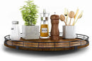 Farmhouse Oak 16" Lazy Susan Turntable Organizer for Cabinet, Round Wooden Lazy Susan Organization and Storage for Dining Table, Pantry, Kitchen, Countertop, Cupboard,Home Decor, Walnut Wood (16") by CozyNest Decor