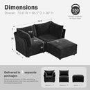 Luxury Modular Sectional Sofa, L-Shaped 3-Seat Couch with Storage Ottoman Deep Seat & Reversible Chaise Lounge Chenille Black for Compact Spaces, Apartments, Dorm by CozyNest Decor