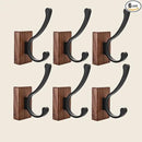 6 Pack Wooden Wall Hooks for Hanging, Adhesive Mounted & Wall Mount Nature Wood Coat Hooks for Towel Clothes Blanket Hat Backpack Robe Nursery Door Board Entryway Key Holder by CozyNest Decor