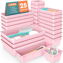 WOWBOX 25 PCS Plastic Drawer Organizer Set, 4 Sizes Desk Drawer Divider Organizers and Storage Bins for Makeup, Jewelry, Gadgets for Kitchen, Bedroom, Bathroom, Office, Pink by TinyTreasures Baby Boutique