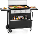 GREEN PARTY 3 Burner Propane Gas Griddle with Removable Standing Cart, Convertible to Tabletop Design, 27 inch Flat Top Grill for Outdoor Cooking Camping Tailgating Barbecue by GreenHaven Gardens