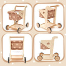 Asweets 2 in 1 Wooden Baby Walker Push and Pull Doll Stroller, Shopping Cart Learning Walker for Boys and Girls, Sit Stand Learning Toddler Toy (Brown) by TinyTreasures Baby Boutique