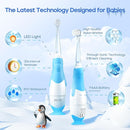 SEAGO Toddler Electric Toothbrushes for Baby Ages 0-3 Years, Baby Toothbrush with Smart Timer and Suction Base, 4 Replacement Brush Heads SG-513 (Blue-C) by TinyTreasures Baby Boutique