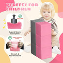 Foam Pit Cubes, 24 PCS 5 Inches Gymnastics Foam Blocks Trampoline Blocks, Multi-Sport Protective Padding for Gymnastics, Trampoline, Parkour, Skate Parks & BMX - Dark Grey & Pink by TinyTreasures Baby Boutique