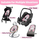 Pro Goleem Breathable 3-in-1 Baby Car Seat Head Support, Soft Infant Car Seat Insert, Carseat Cushion for Newborn, Perfect for Car Seat, Strollers, Swings, Carrier, Bouncer, Pink and White by TinyTreasures Baby Boutique