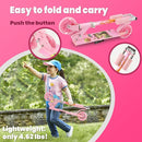 Scooter for Kids Ages 3+, Teens, Foldable Kick Scooter with Light up Wheels, Kickstand, 3 Adjustable Levels, Rear Brake, Lightweight Boys Girls Outdoor Toys for Kids 8-12, Pink by TinyTreasures Baby Boutique