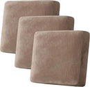 H.VERSAILTEX Velvet Stretch Couch Cushion Cover Plush Cushion Slipcover for Chair Loveseat Sofa Cushion Furniture Protector Seat Cushion Sofa Cover (3 Piece XL Sofa Cushion Covers, Taupe) by CozyNest Decor