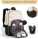 MOMUVO Diaper Bag Backpack, Quilted Baby Bag with Changing Pad & Stroller Straps & Pacifier Case, Multifunction Waterproof Travel Diaper Bags, Unisex, Black Beige by TinyTreasures Baby Boutique