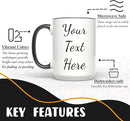 Personalized Coffee Mug 15 Oz, Custom Picture Text or Logo Ceramic Mug, Customized Gift for Men & Women, Taza Personalizada with Photo and Words, Customizable Large Tea Cup | White - Black by TinyTreasures Baby Boutique