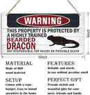 Warning Sign, Bearded Dracon Warning Wood Plaque Sign, Funny Door Signs, Decorative Wood Hanging Suspension Plaque, Farmhouse Wooden Wall Decor, Outdoor Hanging Wooden Signs by CozyNest Decor