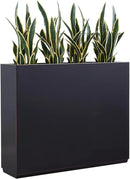 Metallic Heavy Planter for Outdoor Plants, 38Lx10Wx30H Inches Tall and Long Metal Divider Planter Box with Hand Brushed Gold Edge for Outside & Indoor, No Assembly (Black) by GreenHaven Gardens