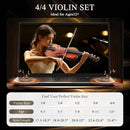 4/4 Beginner Violin Kit for Adults, Complete Full Size Violin Set with Portable Case, Bow, Rosin, Natural by TinyTreasures Baby Boutique