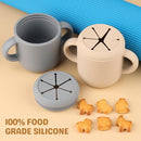 Snack Containers, Silicone Snack Cups for 6-12 Months Toddlers - Pack of 2 Food Grade Silicone Snack Cups with Grip Handle for Baby Led Weaning, Unbreakable (Natural/Cambridge Blue) by TinyTreasures Baby Boutique