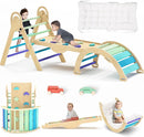 Pikler Triangle Set with Cushion, Montessori Climbing Set, Indoor Climb Toys, Indoor Playground Jungle Gyms, 9 Combinations Climbing Toy Set for Toddler, Baby, Kids 1-4 by TinyTreasures Baby Boutique