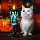 Eldnacele Halloween Snow Globe Flameless Candle with Timer, Battery Operated Spooky Spinning Water Glittering Tornado Lamp LED Candlestick Table Fireplace Witch Decal Halloween Holiday Decoration by CozyNest Decor