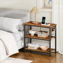 HOOBRO End Table with Charging Station, Simple Rustic Side Table with 3-Tier Storage Shelf, Narrow Nightstand for Small Spaces, for Living Room, Industrial Design, Rustic Brown and Black BF149UBZ01 by CozyNest Decor