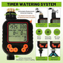 Garden Drip Irrigation Kit, 100ft Black Hose, 360° Pure Copper Closeable Nozzle, Patio Misting Plant Watering Sprinkler, Faucet Separator, Sprinkler Hose Adapter (28 360° nozzles + 28 T-connectors) by GreenHaven Gardens