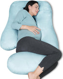MOON PARK Pregnancy Pillows for Sleeping - U Shaped Full Body Maternity Pillow with Removable Cover - Support for Back, Legs, Belly, HIPS - 65 Inch - Aquamarine by TinyTreasures Baby Boutique