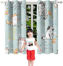 Lovely Cat Blackout Curtains 2 Panels 63" Inch Drapes for Kids Nursery Bedroom Kids Blackout Curtains Animal Themed Grommet Top Thermal Insulated Curtains for Nursery, 82 in x 63 in by TinyTreasures Baby Boutique