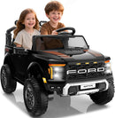 24V Ride on Car Licensed Ford F-150 Raptor, Kids Electric Car with Remote Control, LED Light/Music/MP3, Truck Bed Storage, 3-Point Seat Belt (24V, Black) by TinyTreasures Baby Boutique