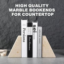 Marble Bookends for Heavy Books, Decorative Book Ends for Shelves, Beige Stone Durable and Heavy-Duty Book Ends for Hardback Books & CDS, Unique Book Stopper & Holder, Set of 2 by CozyNest Decor