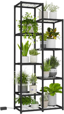 Plant Stand Indoor with Grow Lights Tall Plant Shelf Outdoor Plant Rack Metal Plant Holder Waterproof Black for Multiple Plants Table Flower Pot for Living Room Patio Balcony Garden by GreenHaven Gardens