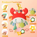 Car Seat Toys for Babies 0–12 Months, Hanging Infant Plush Rattle Toy with Mirror & Crinkle Clip-On Activity Toy for Car Seat, Stroller, Crib & Play Gym Baby Gift for Boys & Girls by TinyTreasures Baby Boutique