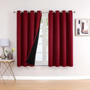 ChrisDowa 100% Blackout Curtains for Bedroom with Black Liner, 2 Thick Layers Total Blackout Thermal Insulated Grommet Window Curtains 2 Panels Set (Burgundy, 52 x 63 Inch) by TinyTreasures Baby Boutique