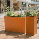 Galvanized Steel Metallic Heavy Planter for Outdoor Plants Metal Outdoor Planter Spliced Flower Box with Partitions for Outside,Indoor,Garden (Corten, 24 * 10 * 24) by CozyNest Decor