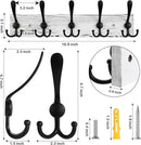 2pcs Coat Rack Wall Mount Wooden Hat Rack for Wall Hooks Pine Real Wood Plank 16.9" Old White Coat Hanger with 5 Black Triple Hooks for Hanging Coat Hat Jacket by CozyNest Decor