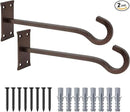 10inch Heavy Duty Plant Hangers Outdoor or Indoor Bird Feeder Hanger Shepherd Hooks 2pcs Bronze hammertone Metal Wall Hook for Hanging Plant Bracket, Lantern, Flower Basket, Wind Chimes by GreenHaven Gardens