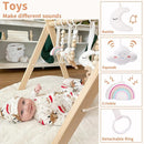 Little Dove Foldable Wooden Play Gym With 6 Toys - Infant Activity Gym for Baby Girls and Boys With Hanging Bar - Montessori Newborn Gift by TinyTreasures Baby Boutique
